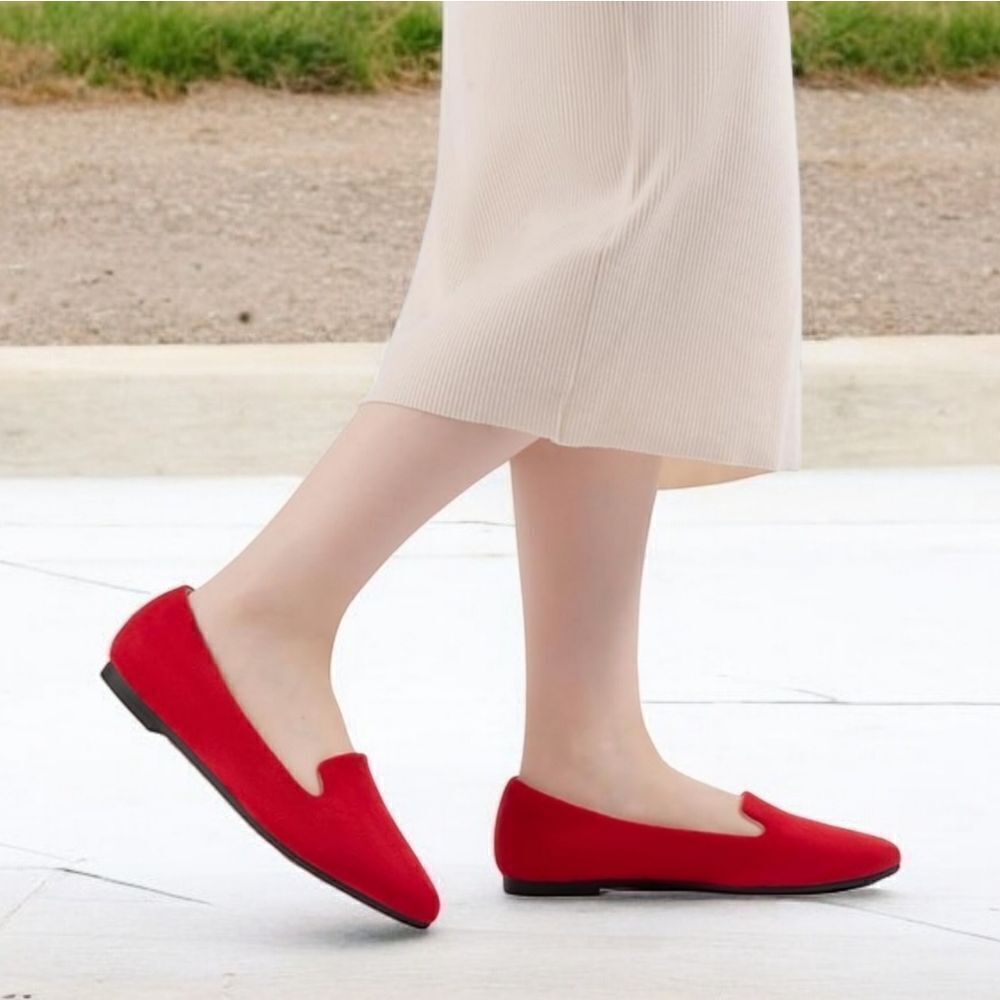 MUSSHOE Chic Red Pointed Flats 6.5 - Picture 2 of 6